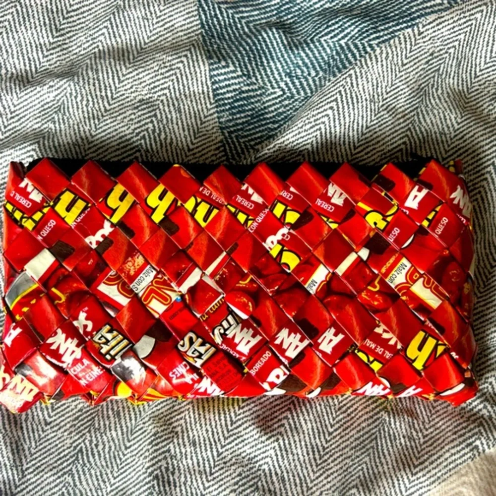 NEW Handmade in Nigaragua Recycled Candy Wrapper Clutch - Red
